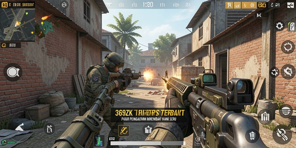 Tampilan gameplay seru di 369ZK saat pertempuran sengit.