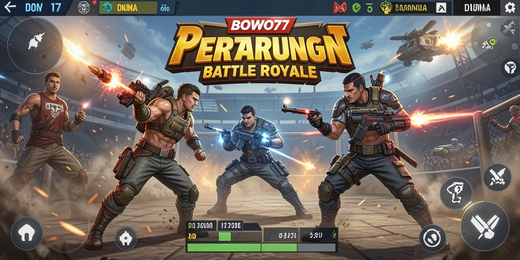 Tangkapan layar BOWO77 menampilkan aksi seru dalam pertempuran Battle Royale.
