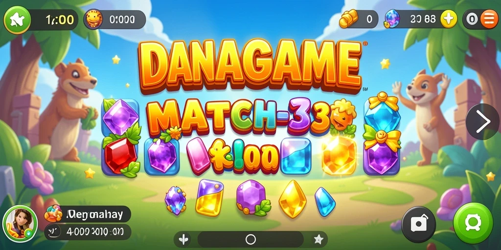 Gameplay seru di DANAGAME dengan puzzle Match-3 yang penuh warna.