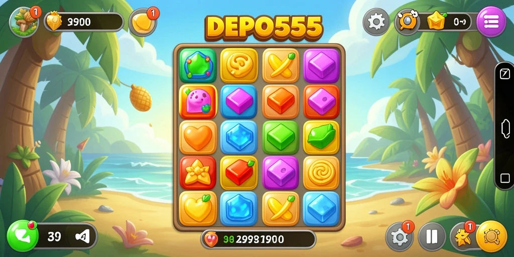 Tampilan gameplay DEPO555 yang seru dalam mode Match-3.