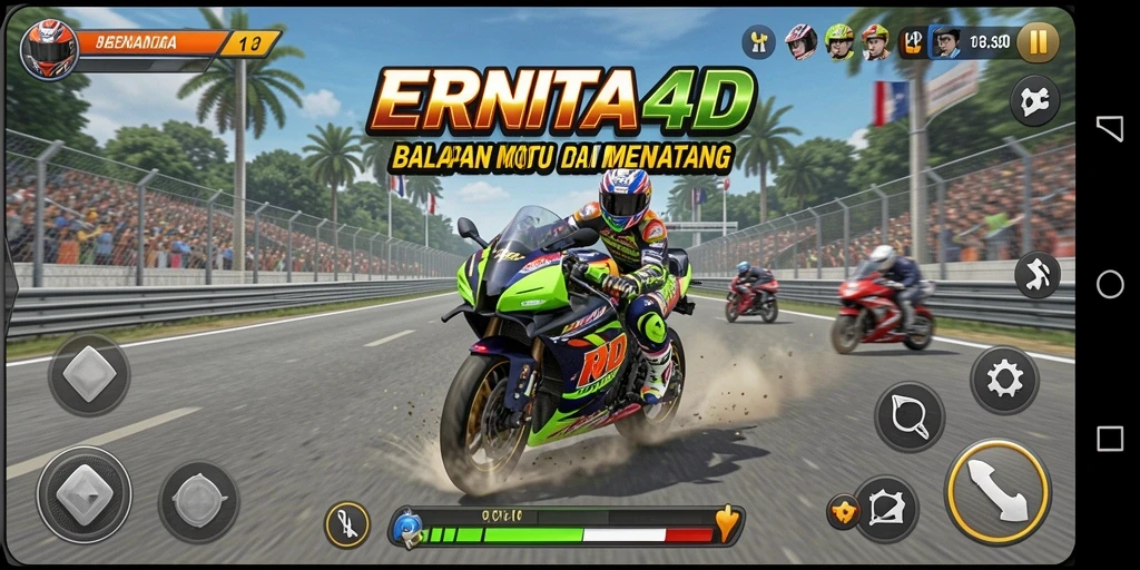 Tampilan gameplay balapan motor yang seru dan menantang.
