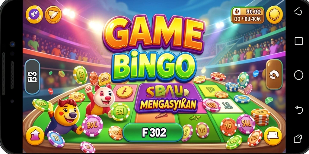 Tampilan utama gameplay Bingo F32 dengan kartu dan angka yang siap dimainkan.