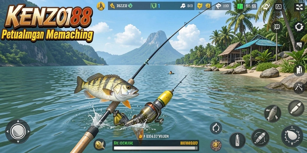 Tampilan gameplay KENZO188 yang mendebarkan saat menangkap ikan.