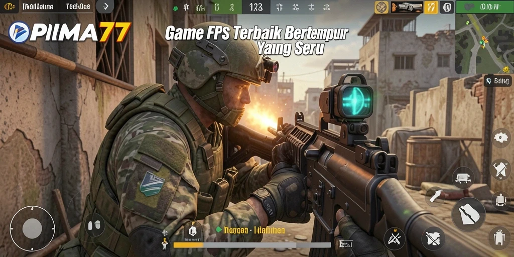 Screenshot PRIMA77 menunjukkan aksi menegangkan dalam pertempuran FPS.