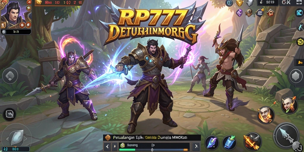 Screenshot gameplay RP777 menampilkan pertarungan epik dalam dunia MMORPG.