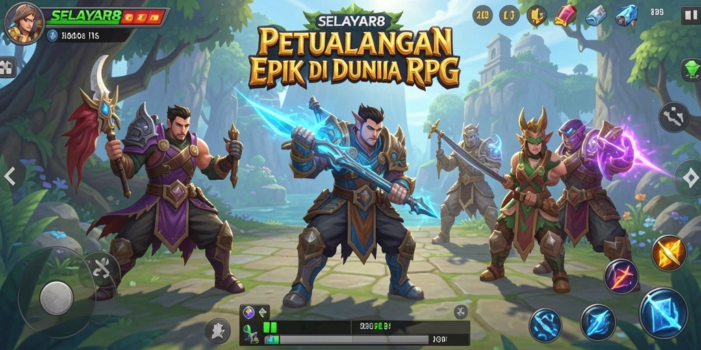 Screenshot gameplay SELAYAR88 menunjukkan pertempuran epik di dunia RPG.